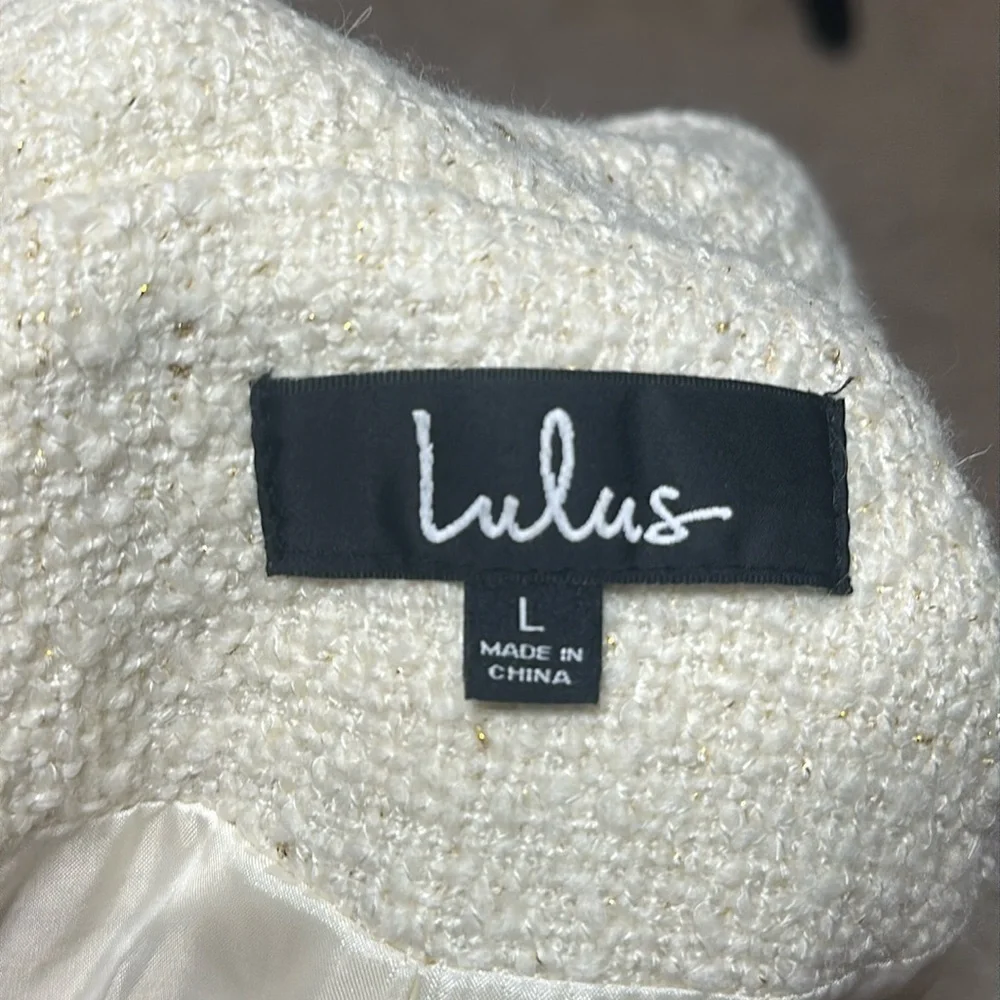 LULUS Prim and Proper Cream Tweed Jacket Size L